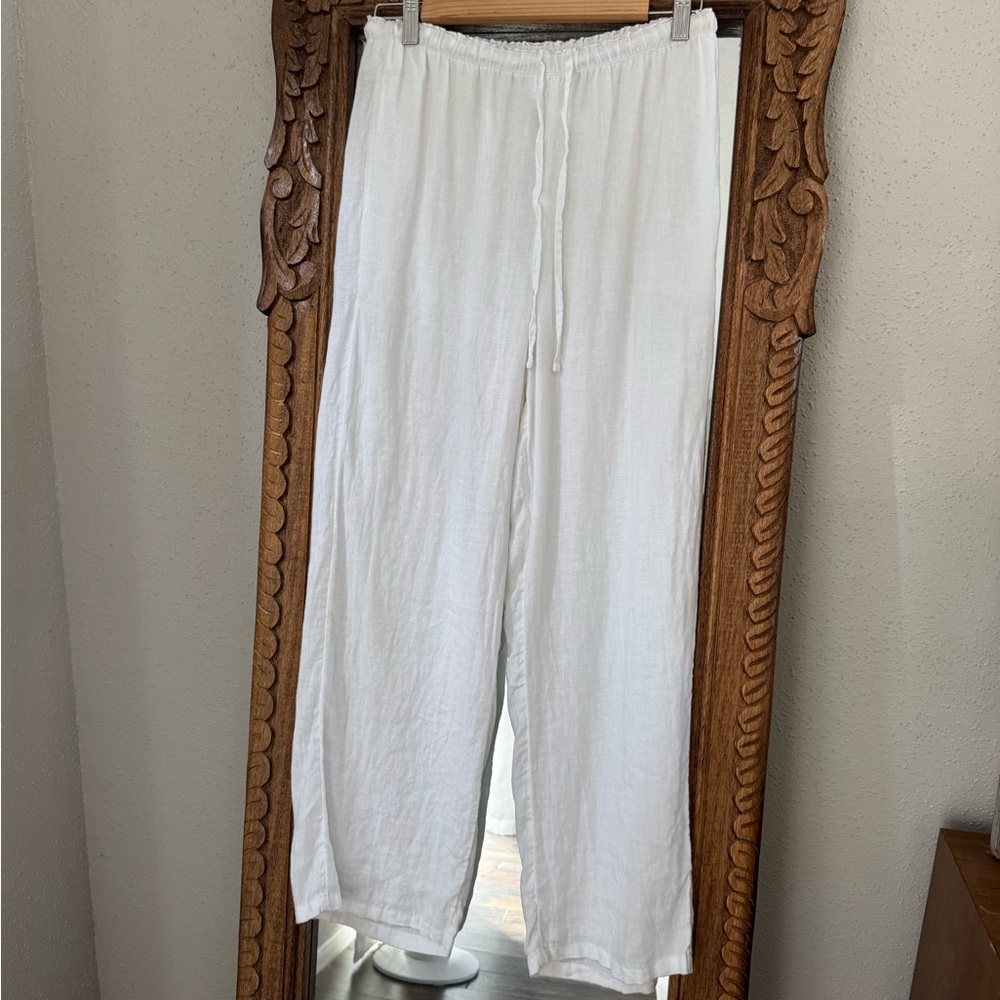 J. Crew White Linen Pants